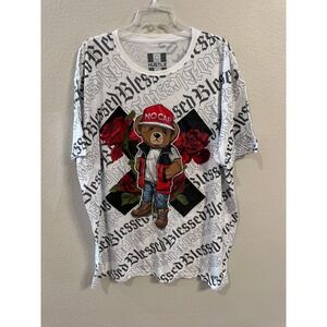 Hustle G Blessed Teddy Bear Graphic Print T-Shirt All Over‎ Print 3XL